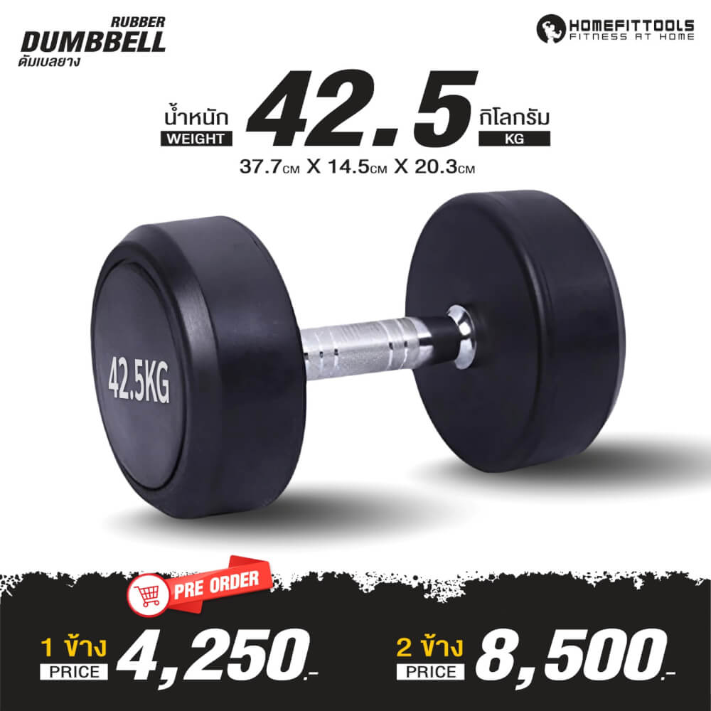 ดัมเบลยางกลม HOMEFITTOOLS 42.5 KG 1 คู่